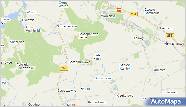 mapa Białe Błota gmina Dąbrowa, Białe Błota gmina Dąbrowa na mapie Targeo