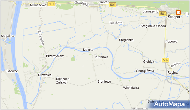 mapa Bronowo gmina Stegna, Bronowo gmina Stegna na mapie Targeo