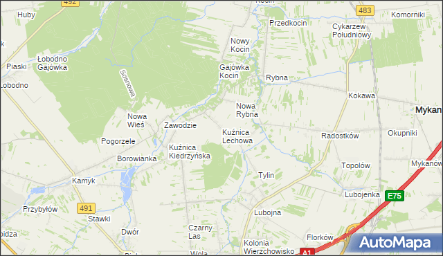 mapa Kuźnica Lechowa, Kuźnica Lechowa na mapie Targeo