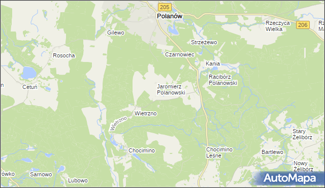 mapa Trzebaw gmina Polanów, Trzebaw gmina Polanów na mapie Targeo