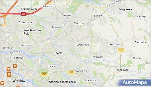 mapa Zgorzelisko, Zgorzelisko na mapie Targeo