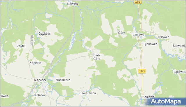 mapa Biała Góra gmina Rąbino, Biała Góra gmina Rąbino na mapie Targeo