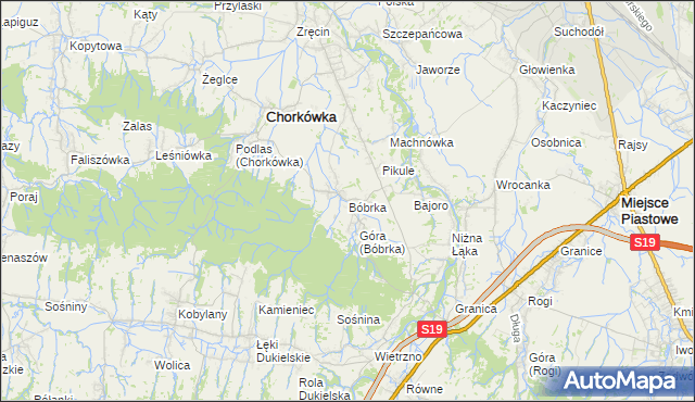 mapa Bóbrka gmina Chorkówka, Bóbrka gmina Chorkówka na mapie Targeo