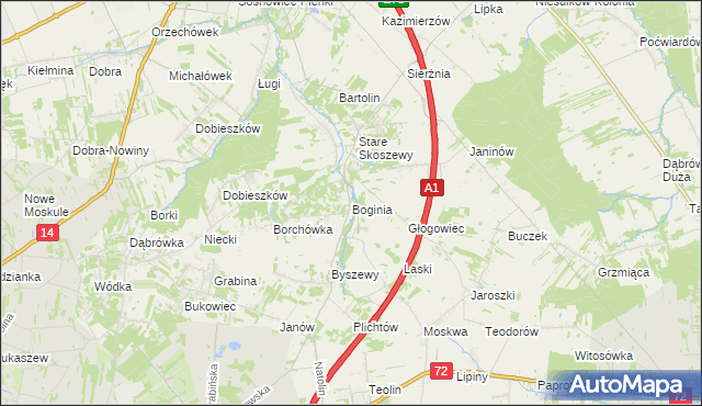 mapa Boginia, Boginia na mapie Targeo