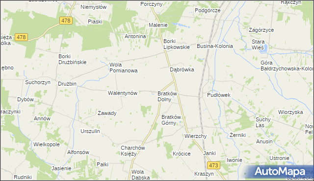 mapa Bratków Dolny, Bratków Dolny na mapie Targeo