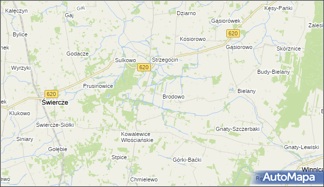 mapa Brodowo gmina Świercze, Brodowo gmina Świercze na mapie Targeo