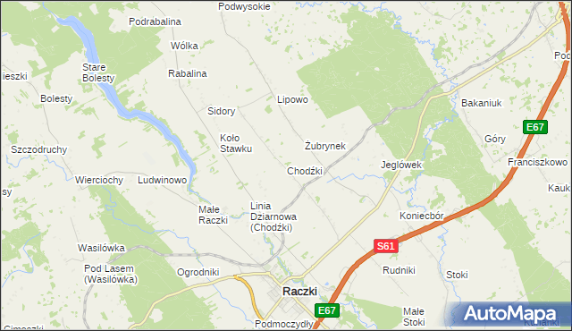 mapa Chodźki, Chodźki na mapie Targeo