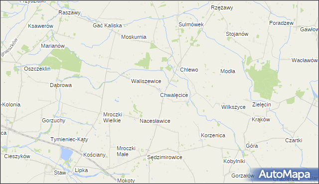 mapa Chwalęcice gmina Goszczanów, Chwalęcice gmina Goszczanów na mapie Targeo