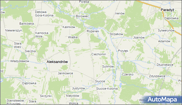 mapa Ciechomin gmina Aleksandrów, Ciechomin gmina Aleksandrów na mapie Targeo