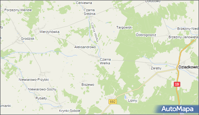 mapa Czarna Wielka, Czarna Wielka na mapie Targeo