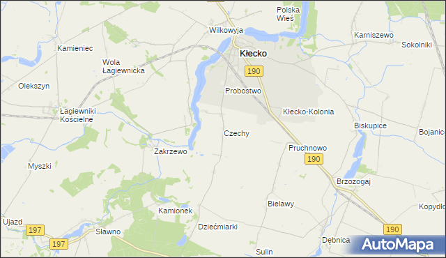 mapa Czechy gmina Kłecko, Czechy gmina Kłecko na mapie Targeo