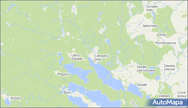 mapa Czerwony Dwór gmina Kowale Oleckie, Czerwony Dwór gmina Kowale Oleckie na mapie Targeo