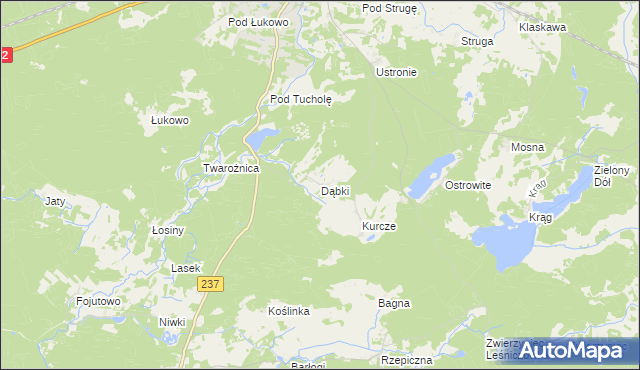 mapa Dąbki gmina Czersk, Dąbki gmina Czersk na mapie Targeo
