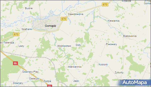 mapa Doły gmina Goniądz, Doły gmina Goniądz na mapie Targeo