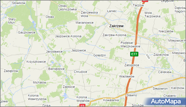 mapa Golędzin, Golędzin na mapie Targeo