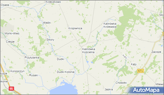 mapa Kalinówka Kościelna, Kalinówka Kościelna na mapie Targeo