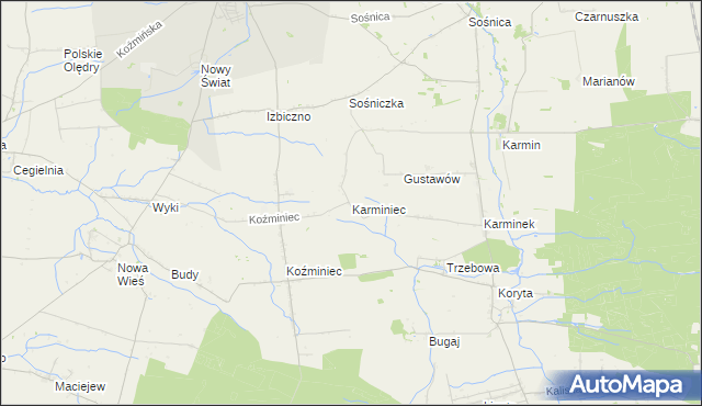 mapa Karminiec, Karminiec na mapie Targeo