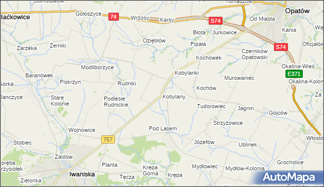 mapa Kobylany gmina Opatów, Kobylany gmina Opatów na mapie Targeo