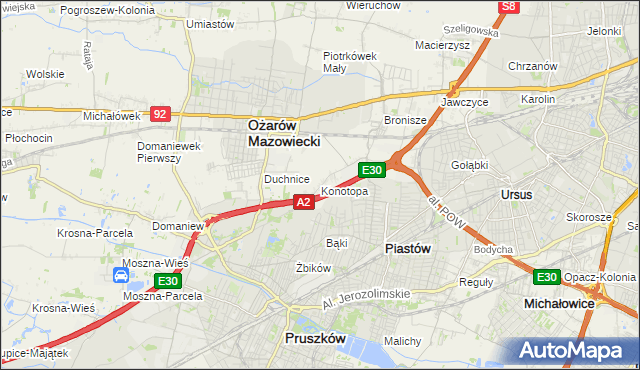 mapa Konotopa gmina Ożarów Mazowiecki, Konotopa gmina Ożarów Mazowiecki na mapie Targeo