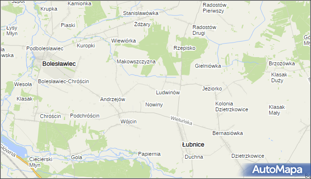 mapa Ludwinów gmina Łubnice, Ludwinów gmina Łubnice na mapie Targeo