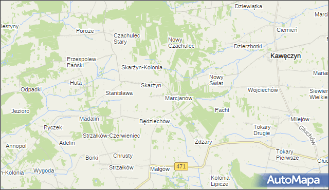 mapa Marcjanów gmina Kawęczyn, Marcjanów gmina Kawęczyn na mapie Targeo