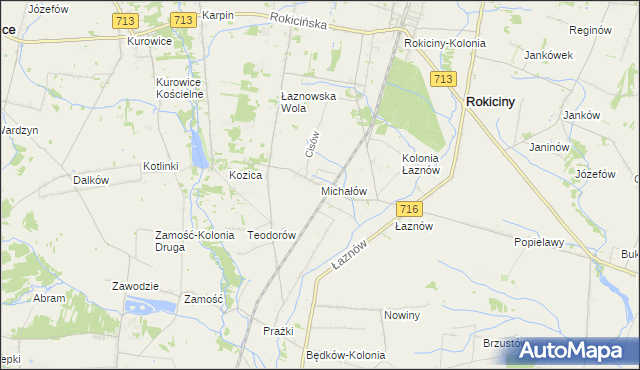 mapa Michałów gmina Rokiciny, Michałów gmina Rokiciny na mapie Targeo