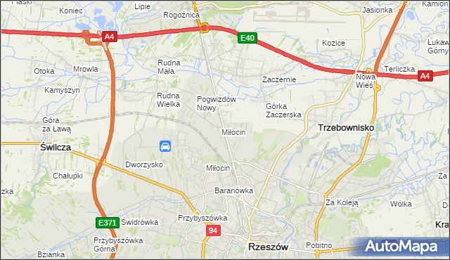 mapa Miłocin gmina Głogów Małopolski, Miłocin gmina Głogów Małopolski na mapie Targeo