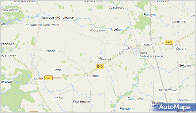 mapa Miłodróż, Miłodróż na mapie Targeo