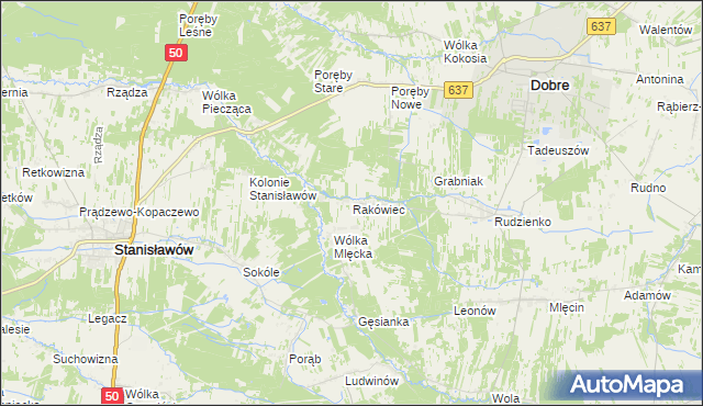 mapa Rakówiec, Rakówiec na mapie Targeo