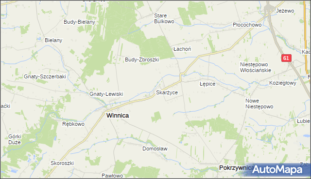 mapa Skarżyce gmina Winnica, Skarżyce gmina Winnica na mapie Targeo