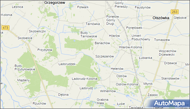 mapa Szczepanów gmina Olszówka, Szczepanów gmina Olszówka na mapie Targeo