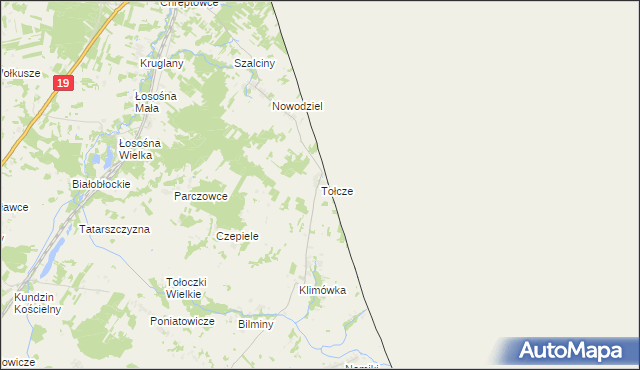 mapa Tołcze gmina Kuźnica, Tołcze gmina Kuźnica na mapie Targeo