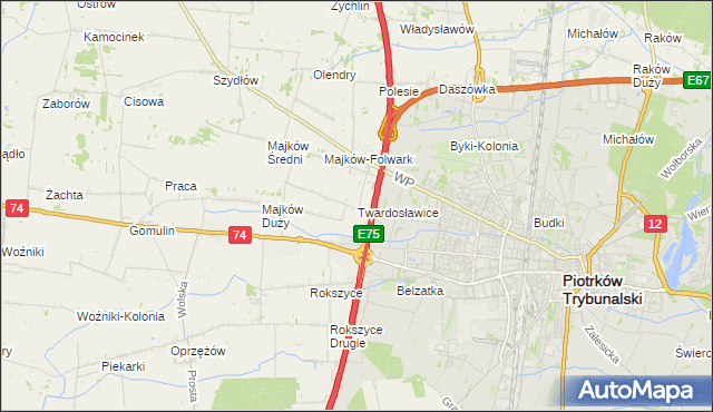 mapa Twardosławice, Twardosławice na mapie Targeo