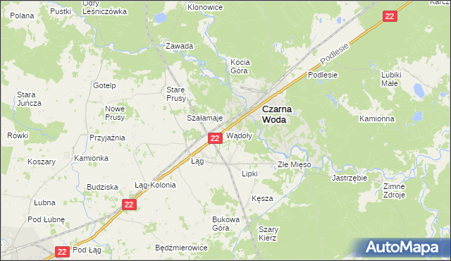 mapa Wądoły gmina Czersk, Wądoły gmina Czersk na mapie Targeo