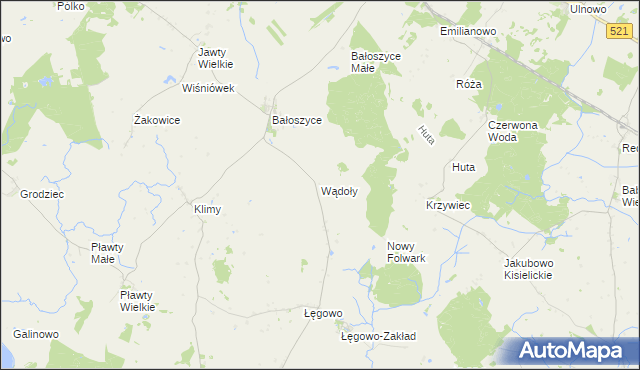 mapa Wądoły gmina Susz, Wądoły gmina Susz na mapie Targeo