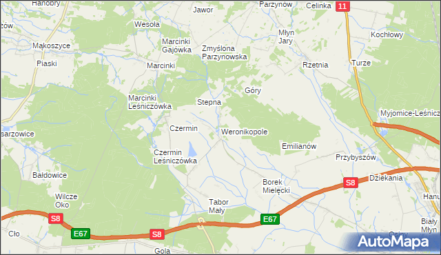 mapa Weronikopole, Weronikopole na mapie Targeo