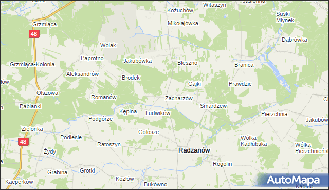 mapa Zacharzów, Zacharzów na mapie Targeo