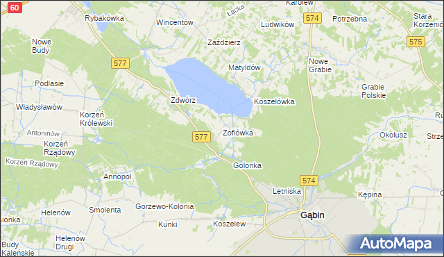 mapa Zofiówka gmina Łąck, Zofiówka gmina Łąck na mapie Targeo