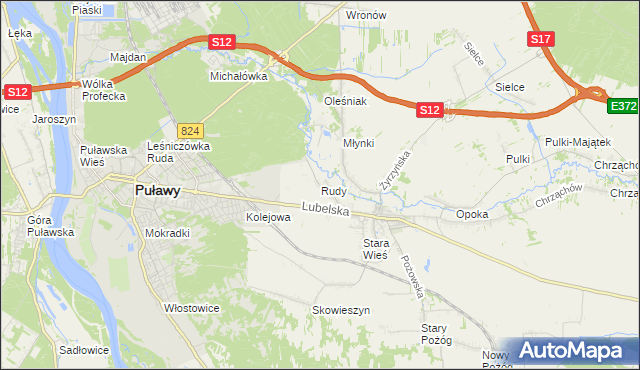 mapa Rudy gmina Końskowola, Rudy gmina Końskowola na mapie Targeo