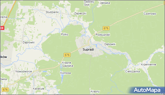 mapa Supraśl, Supraśl na mapie Targeo