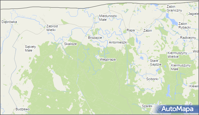 mapa Węgorapa, Węgorapa na mapie Targeo