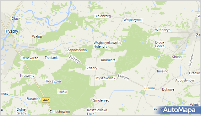 mapa Adamierz gmina Zagórów, Adamierz gmina Zagórów na mapie Targeo