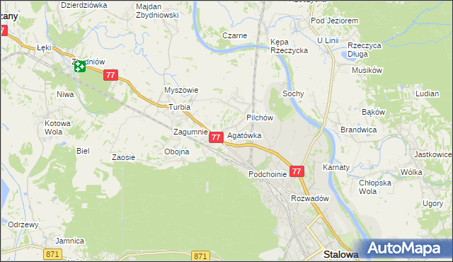 mapa Agatówka gmina Zaleszany, Agatówka gmina Zaleszany na mapie Targeo