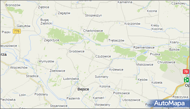 mapa Czyżowice gmina Bejsce, Czyżowice gmina Bejsce na mapie Targeo