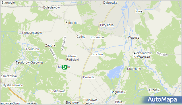 mapa Drochlin gmina Lelów, Drochlin gmina Lelów na mapie Targeo