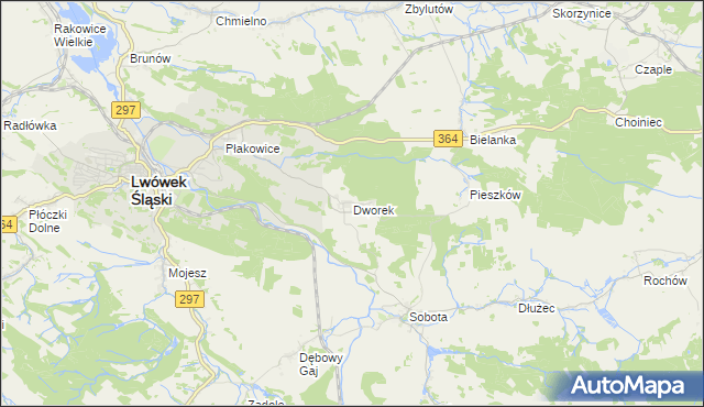 mapa Dworek gmina Lwówek Śląski, Dworek gmina Lwówek Śląski na mapie Targeo