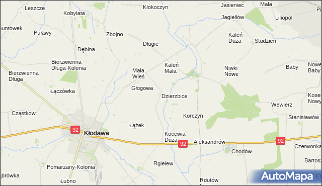 mapa Dzierzbice, Dzierzbice na mapie Targeo