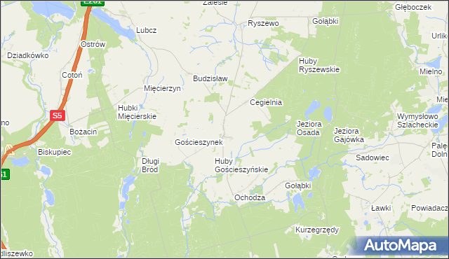 mapa Gościeszyn gmina Rogowo, Gościeszyn gmina Rogowo na mapie Targeo