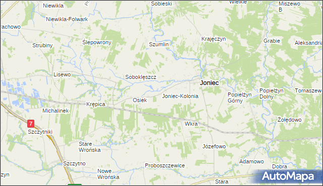 mapa Joniec-Kolonia, Joniec-Kolonia na mapie Targeo