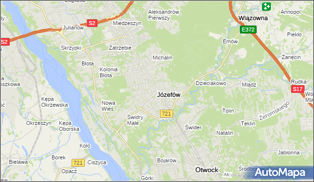 mapa Józefów powiat otwocki, Józefów powiat otwocki na mapie Targeo
